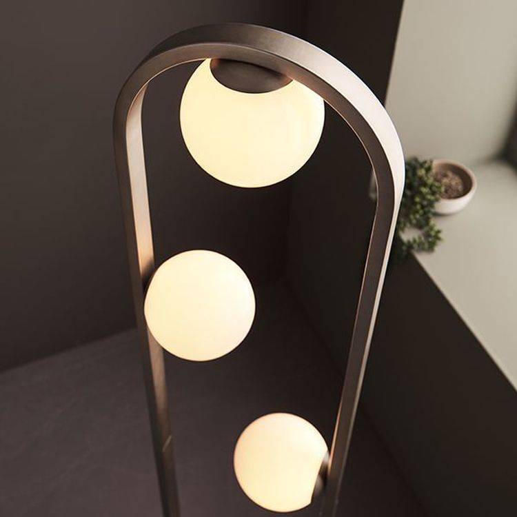 Exe 3Lt Floor Lamp Brushed Silver Finish & Gloss Opal Glass - Comet Lighting