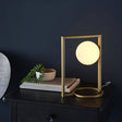 Exe Table Lamp Brushed Gold Finish & Gloss Opal Glass - Comet Lighting