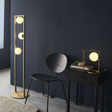 Exe Table Lamp Brushed Gold Finish & Gloss Opal Glass - Comet Lighting