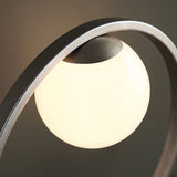 Exe Table Lamp Brushed Silver Finish & Gloss Opal Glass - Comet Lighting