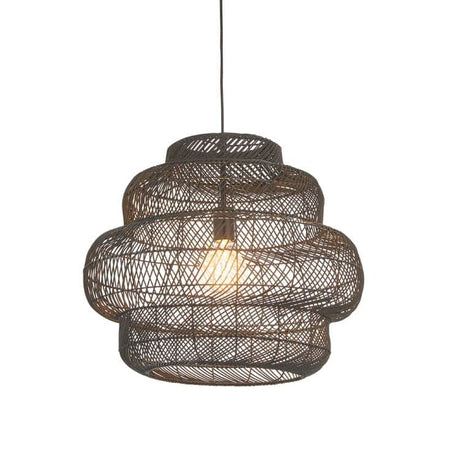 Farmington Large Pendant Ceiling Light Black Rattan - Comet Lighting