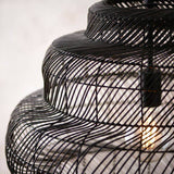 Farmington Large Pendant Ceiling Light Black Rattan - Comet Lighting