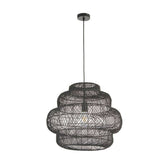 Farmington Large Pendant Ceiling Light Black Rattan - Comet Lighting