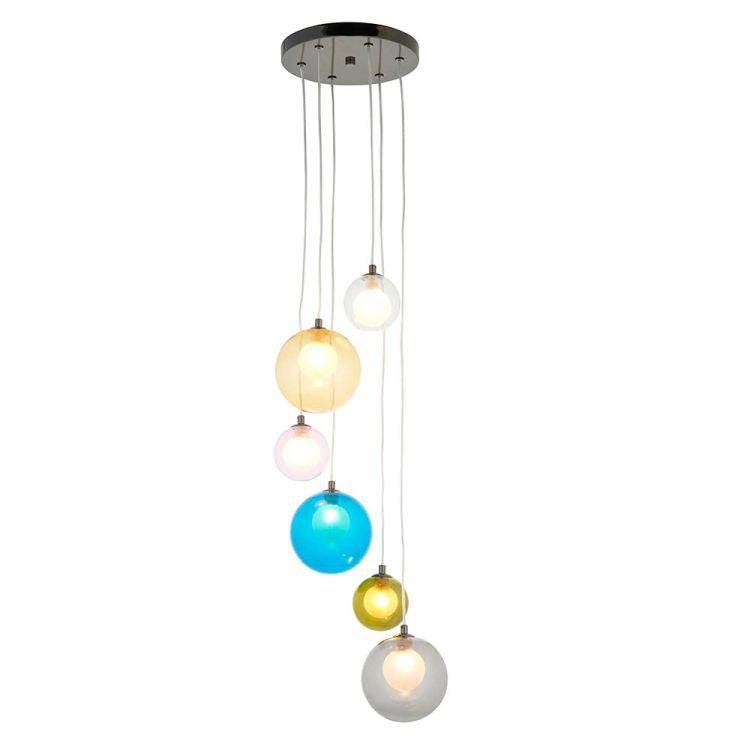 Fen 6Lt Pendant Ceiling Light Multi-Coloured - Comet Lighting