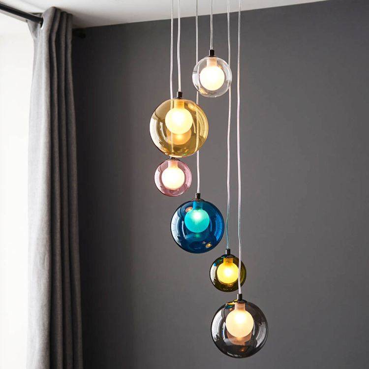 Fen 6Lt Pendant Ceiling Light Multi-Coloured - Comet Lighting