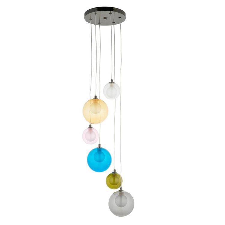 Fen 6Lt Pendant Ceiling Light Multi-Coloured - Comet Lighting