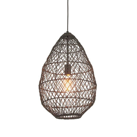 Flinders Pendant Ceiling Light Black Rattan - Comet Lighting