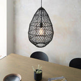 Flinders Pendant Ceiling Light Black Rattan - Comet Lighting