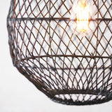 Flinders Pendant Ceiling Light Black Rattan - Comet Lighting