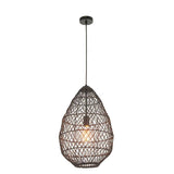 Flinders Pendant Ceiling Light Black Rattan - Comet Lighting