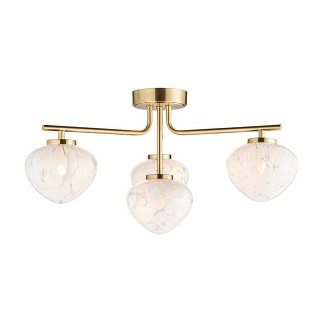 Ganges 4Lt Semi-flush Ceiling Light Satin Brass - Comet Lighting