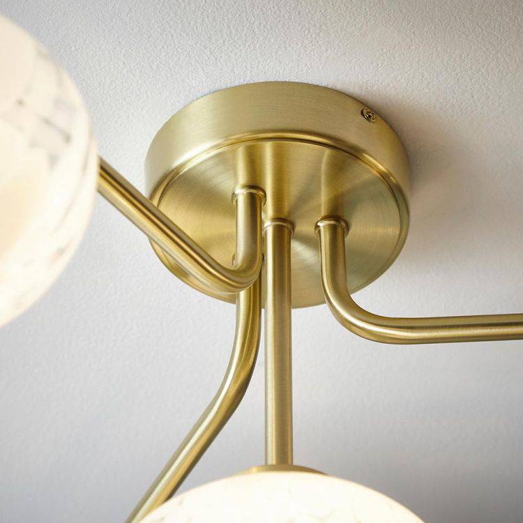 Ganges 4Lt Semi-flush Ceiling Light Satin Brass - Comet Lighting