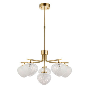 Ganges 6Lt Pendant Ceiling Light Satin Brass - Comet Lighting
