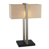 Garonne Table Lamp Satin Nickel w/ Natural Shade - Comet Lighting