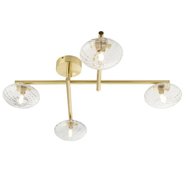 Genesee 4Lt Semi-Flush Ceiling Light Brushed Brass - Comet Lighting