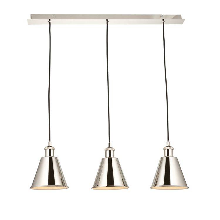 Glomma 3Lt Linear Pendant Ceiling Light Bright Nickel - Comet Lighting