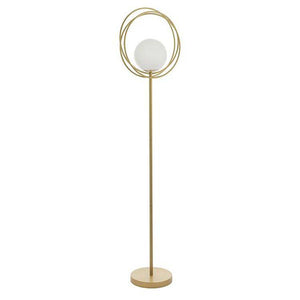Hoopla Floor Lamp Brushed Gold Paint & Gloss Opal Glass - Comet Lighting