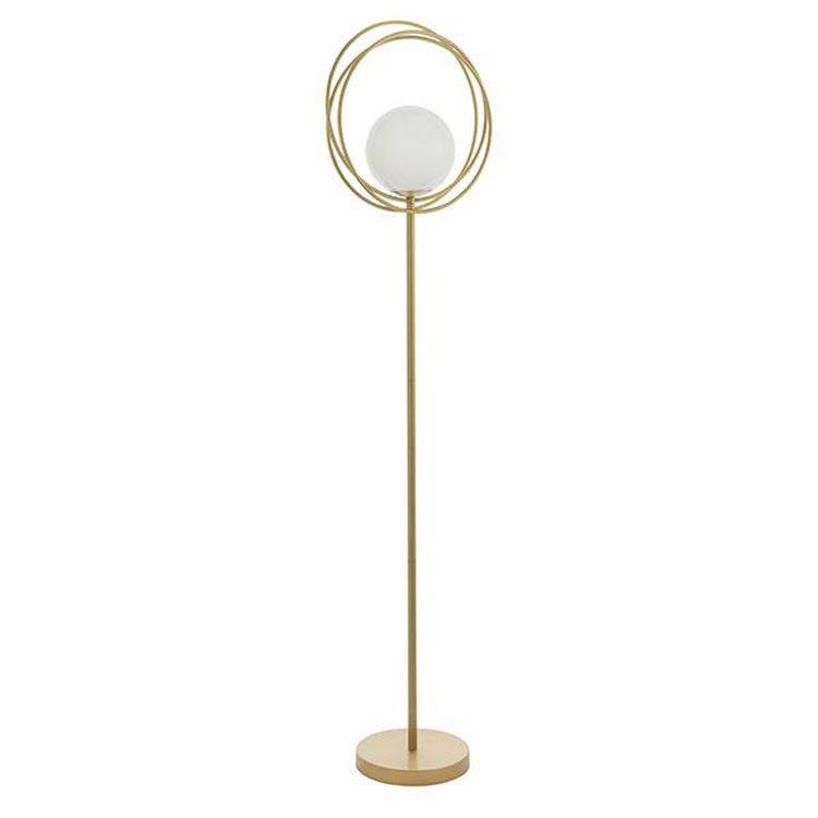 Hoopla Floor Lamp Brushed Gold Paint & Gloss Opal Glass - Comet Lighting