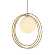 Hoopla Pendant Ceiling Light Brushed Gold Paint & Gloss Opal Glass - Comet Lighting