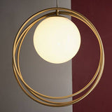 Hoopla Pendant Ceiling Light Brushed Gold Paint & Gloss Opal Glass - Comet Lighting