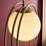 Hoopla Pendant Ceiling Light Brushed Gold Paint & Gloss Opal Glass - Comet Lighting