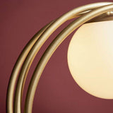 Hoopla Table Lamp Brushed Gold Paint & Gloss Opal Glass - Comet Lighting