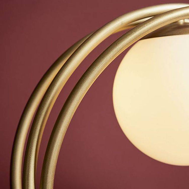 Hoopla Table Lamp Brushed Gold Paint & Gloss Opal Glass - Comet Lighting