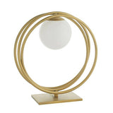 Hoopla Table Lamp Brushed Gold Paint & Gloss Opal Glass - Comet Lighting