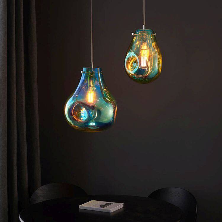 Huai Large Pendant Ceiling Light Petrol - Comet Lighting