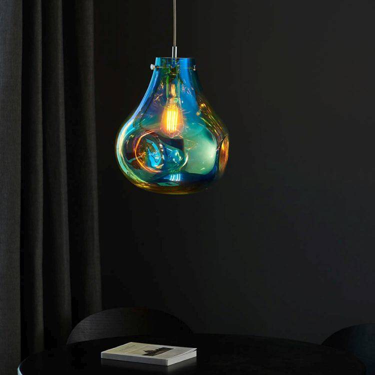 Huai Large Pendant Ceiling Light Petrol - Comet Lighting