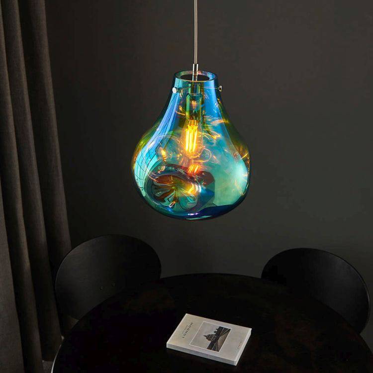 Huai Large Pendant Ceiling Light Petrol - Comet Lighting