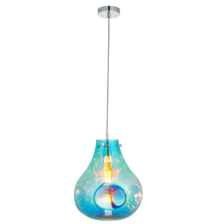 Huai Large Pendant Ceiling Light Petrol - Comet Lighting