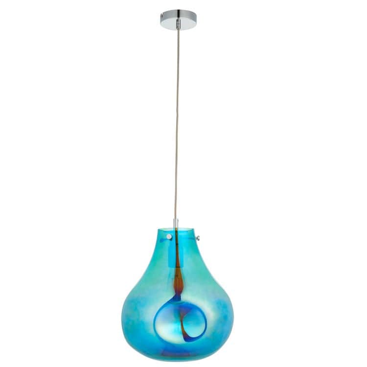 Huai Large Pendant Ceiling Light Petrol - Comet Lighting