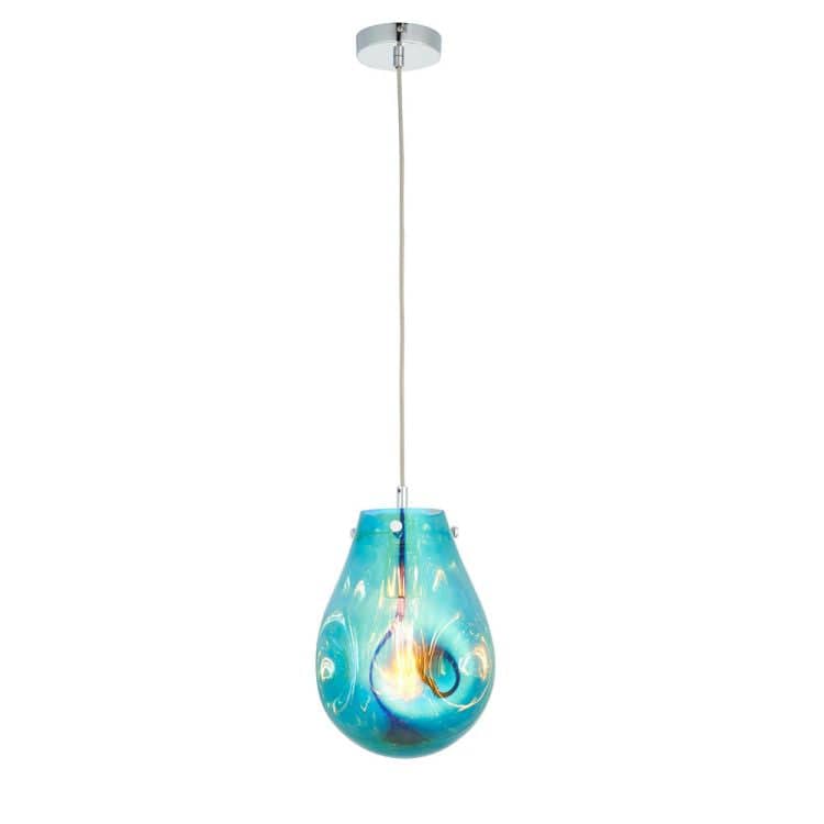 Huai Medium Pendant Ceiling Light Petrol - Comet Lighting