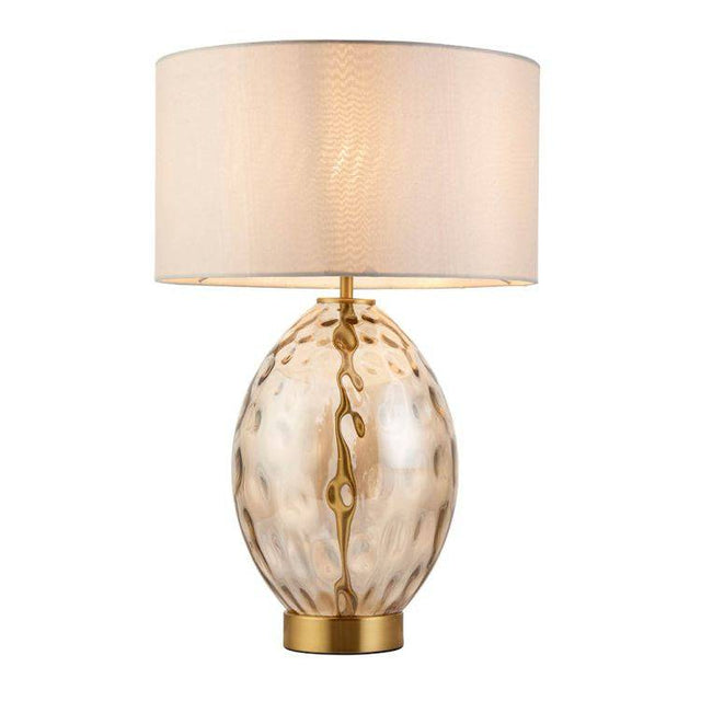 Ibar Touch Table Lamp Satin Brass & Champagne - Comet Lighting