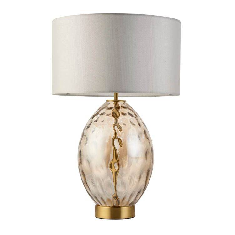 Ibar Touch Table Lamp Satin Brass & Champagne - Comet Lighting