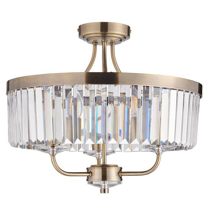 Iowa 3Lt Semi-flush Ceiling Light Antique Brass - Comet Lighting