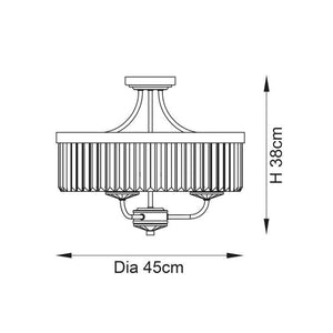 Iowa 3Lt Semi-flush Ceiling Light Antique Brass - Comet Lighting