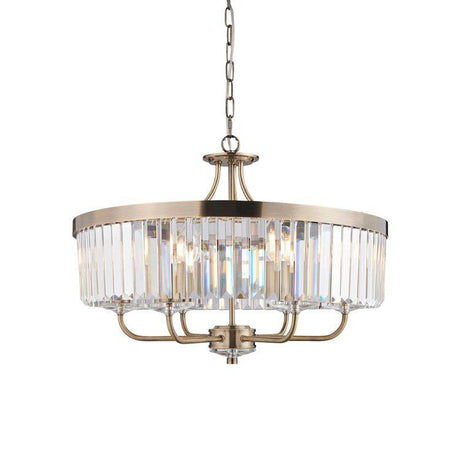 Iowa 6Lt Pendant Ceiling Light Antique Brass - Comet Lighting