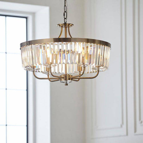 Iowa 6Lt Pendant Ceiling Light Antique Brass - Comet Lighting