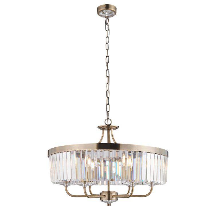 Iowa 6Lt Pendant Ceiling Light Antique Brass - Comet Lighting