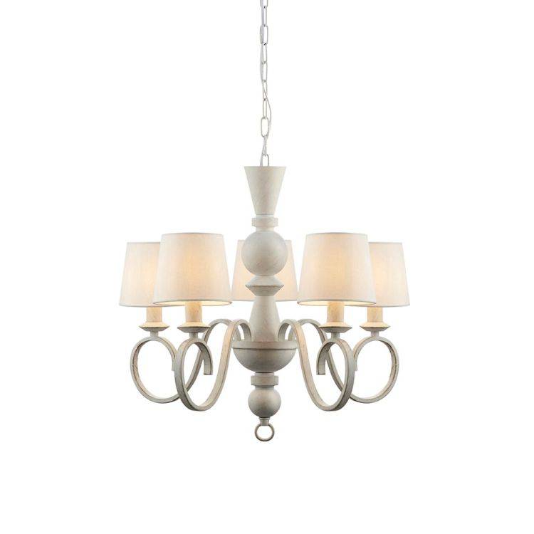 Jari 5Lt Pendant Ceiling Light Distressed White - Comet Lighting