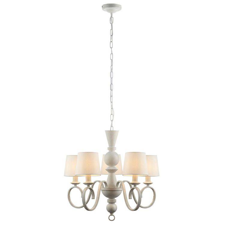 Jari 5Lt Pendant Ceiling Light Distressed White - Comet Lighting