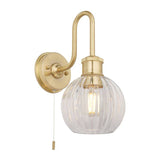 Jhelum Wall Light Satin Brushed Gold w/ Ribbed Glass - Comet Lighting