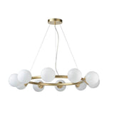 Kemi 10Lt Ring Pendant Ceiling Light Brushed Gold w/ Gloss White Glass - Comet Lighting