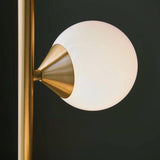 Kemi 5Lt Floor Lamp Satin Brushed Gold w/ Gloss White Glass - Comet Lighting