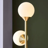 Kemi 5Lt Floor Lamp Satin Brushed Gold w/ Gloss White Glass - Comet Lighting