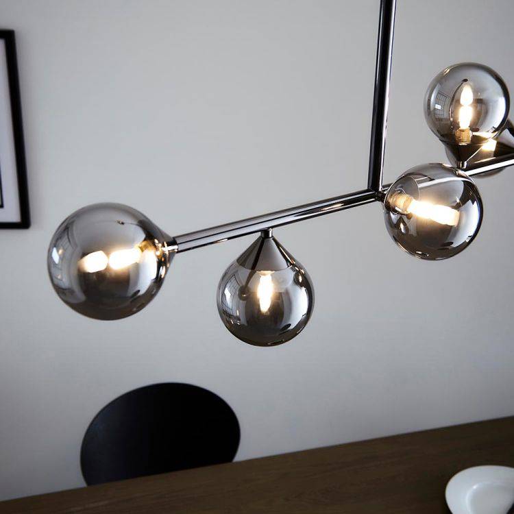 Kemi 5Lt Linear Pendant Black Chrome - Comet Lighting