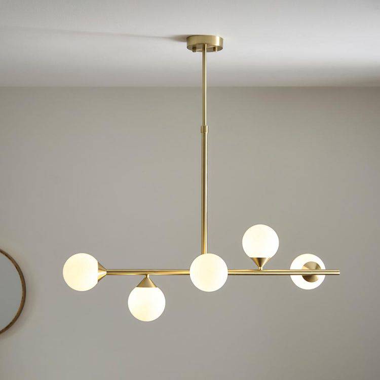 Kemi 5Lt Linear Pendant Brushed Gold - Comet Lighting