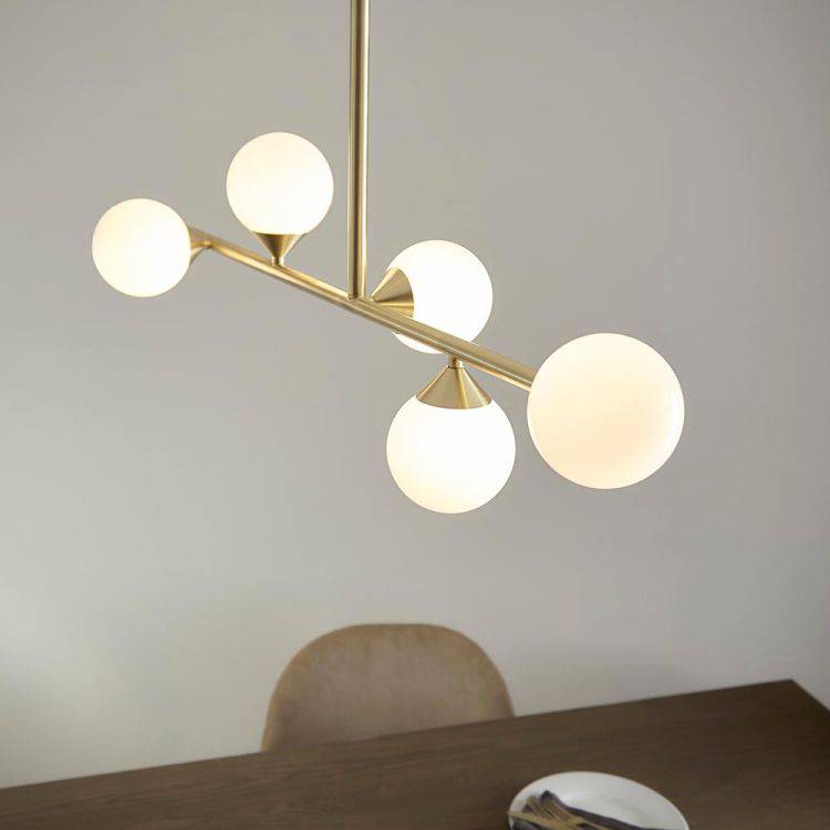 Kemi 5Lt Linear Pendant Brushed Gold - Comet Lighting